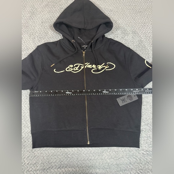 Ed Hardy Women’s Zip Front Hoodie Snake Skull Black L - Picture 8 of 8